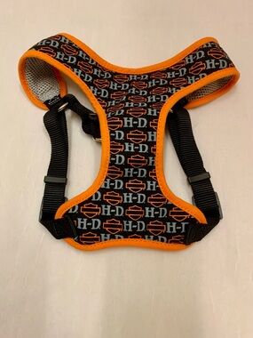 Harley-Davidson Logo Pet Harness in Black and Orange medium